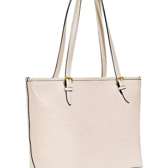 $325 NEW! COACH Luxe Pebbled Leather Medium Taylor Tote in Chalk